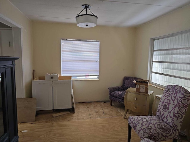 living area with light wood-style flooring