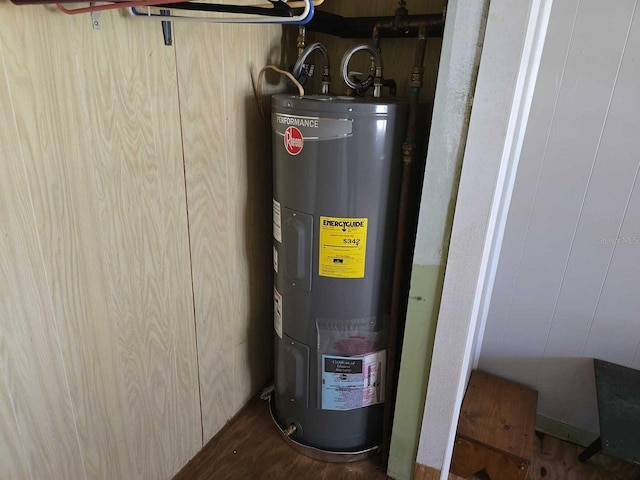 utility room featuring electric water heater