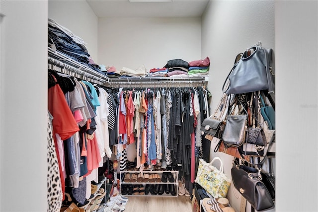 spacious closet with wood finished floors