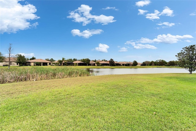 view of yard featuring a water view