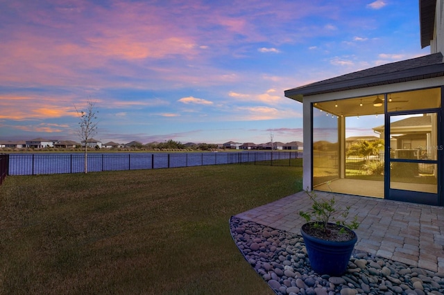 view of yard with a patio area and a fenced backyard