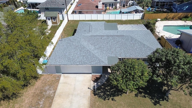 aerial view with a residential view