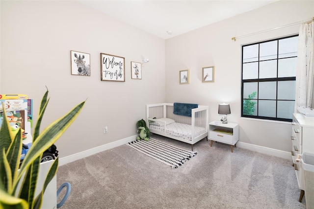 sitting room with carpet floors and baseboards