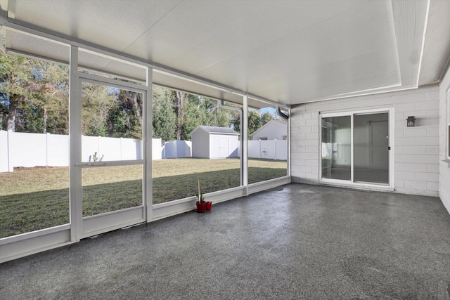 view of unfurnished sunroom