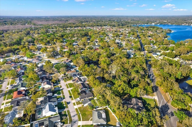 aerial view with a residential view and a water view