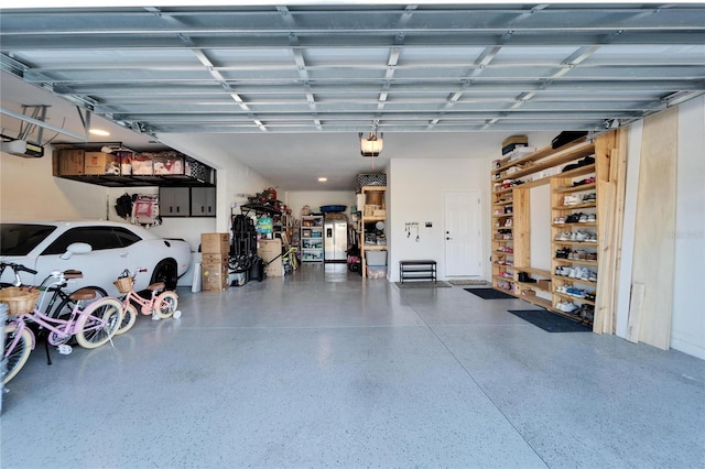 garage with a garage door opener