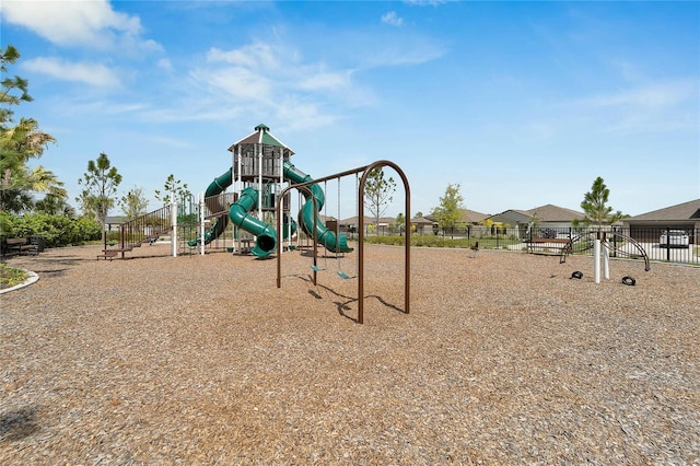 community play area with fence