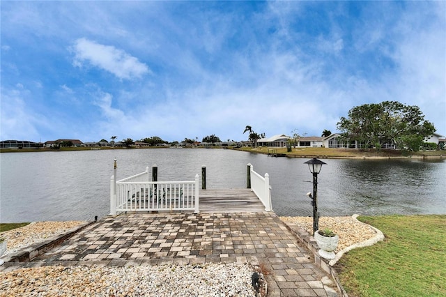 view of dock featuring a water view