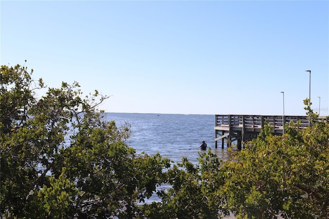 view of dock featuring a water view