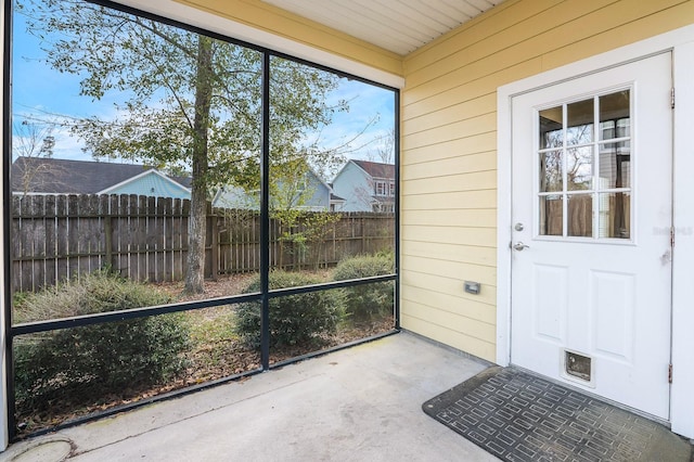 view of unfurnished sunroom