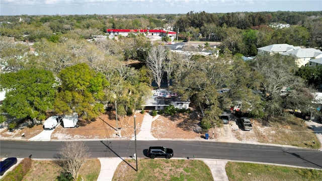 aerial view featuring a forest view