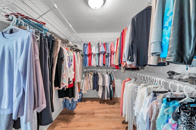 walk in closet featuring light wood-style flooring