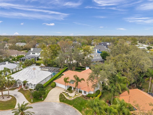 birds eye view of property with a residential view