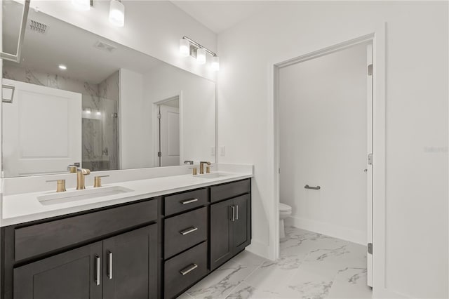 408 W Paris St, Tampa, FL 33604 - full bathroom with marble finish floors, double vanity, and a marble finish shower