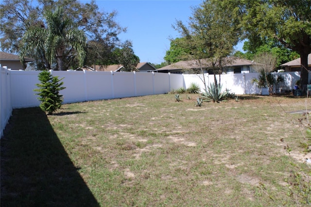 view of yard featuring a fenced backyard