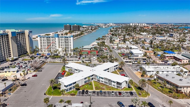 aerial view with a view of city and a water view