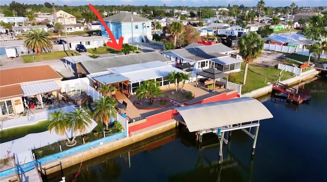 13633 Britton Dr, Hudson, FL 34667 - birds eye view of property with a water view and a residential view
