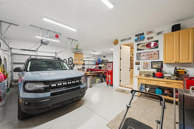 garage with a garage door opener