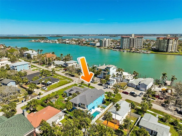 720 Bay Esplanade, Clearwater Beach, FL 33767 - aerial perspective of suburban area featuring a nearby body of water