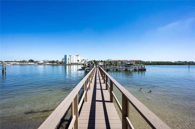 dock area featuring a water view