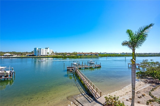 view of dock featuring a water view