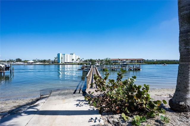 view of dock featuring a water view