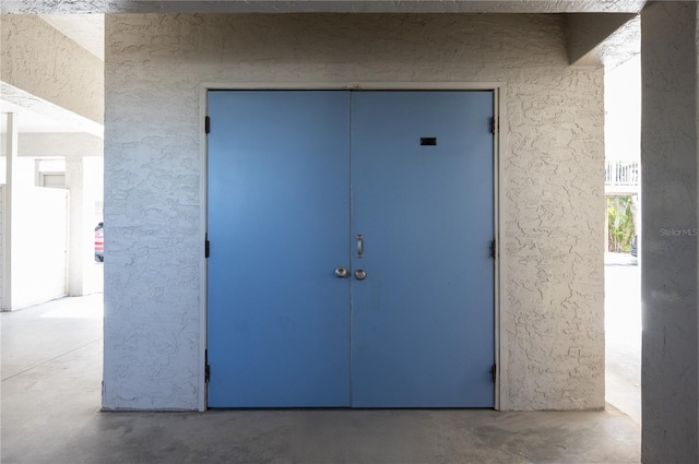 view of entry to storm shelter