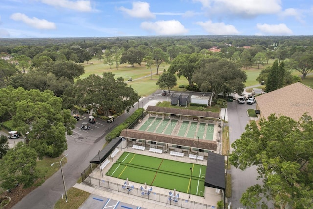 birds eye view of property with golf course view