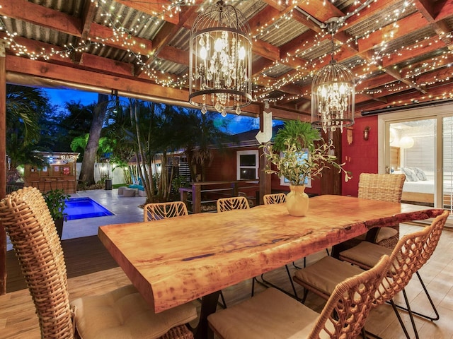 dining area with a notable chandelier