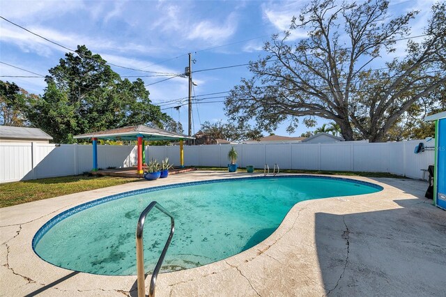 view of pool with a patio area, a fenced backyard, and a fenced in pool