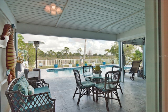 view of patio with a fenced in pool and a fenced backyard