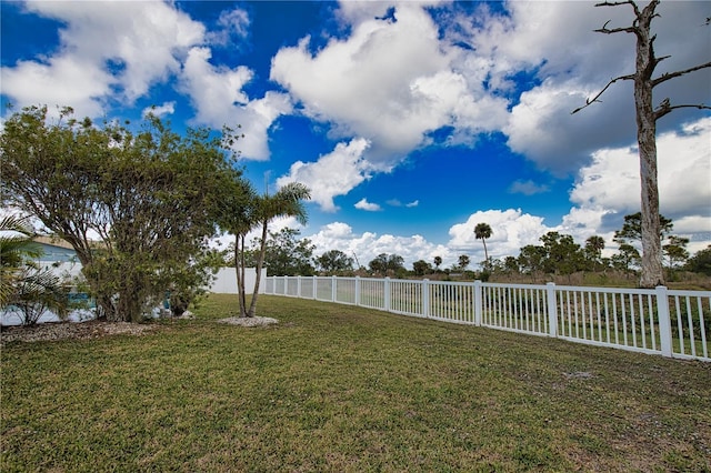 view of yard with a fenced backyard