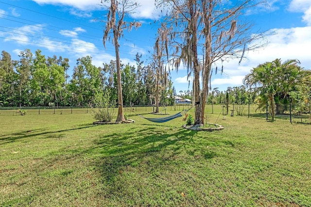 view of yard featuring fence