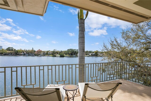 balcony with a water view