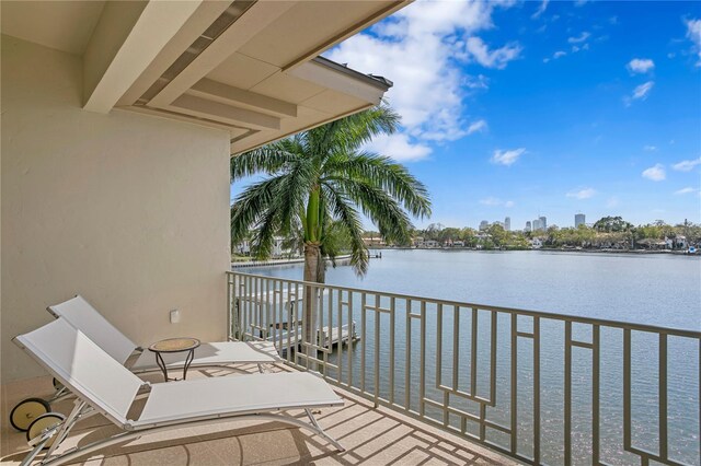 balcony with a water view