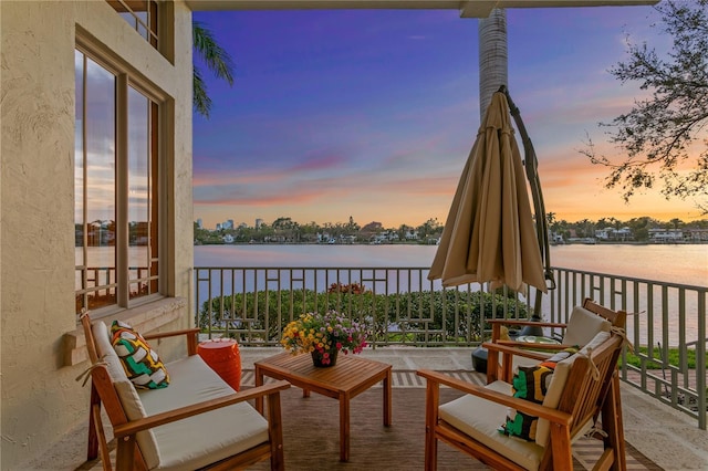 balcony with a water view