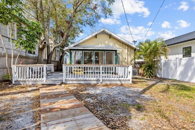 back of house with a deck and a fenced backyard