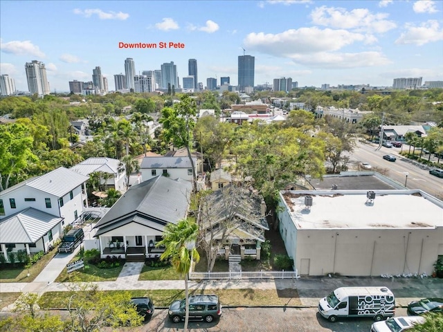 drone / aerial view featuring a city view