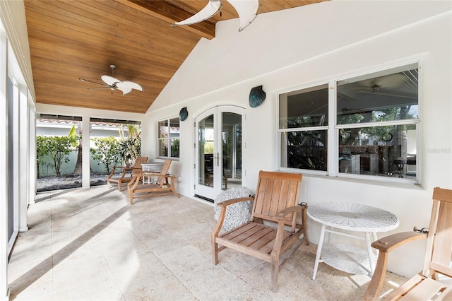 view of patio / terrace with french doors and ceiling fan