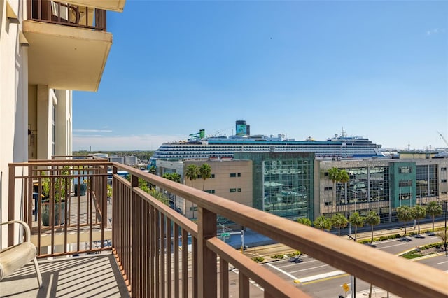 balcony with a view of city