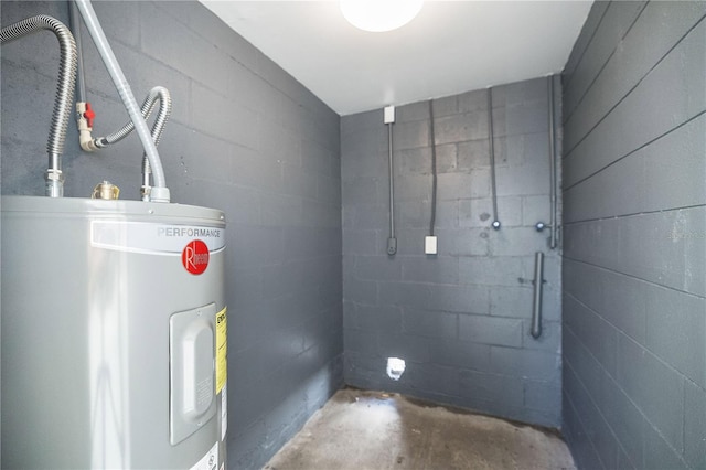 utility room with electric water heater