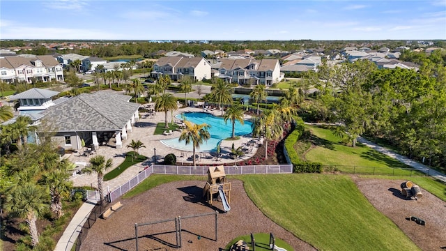 bird's eye view with a residential view
