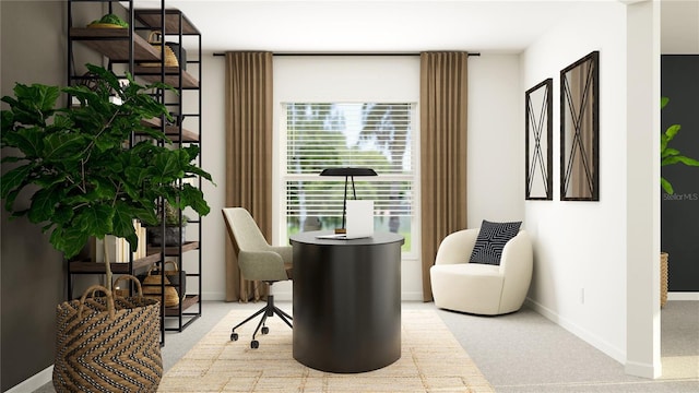 sitting room with carpet flooring and baseboards