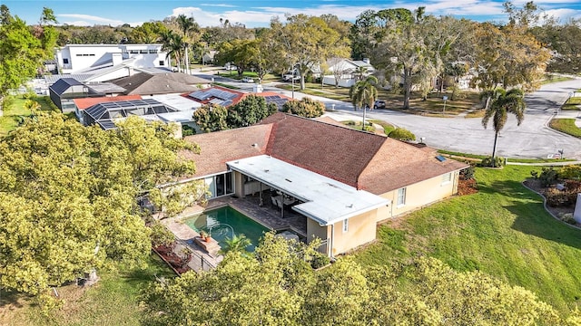 drone / aerial view with a residential view