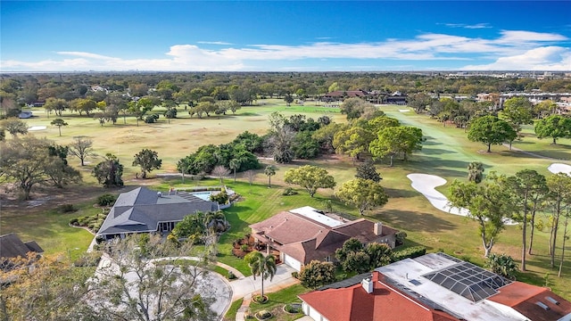 drone / aerial view featuring view of golf course