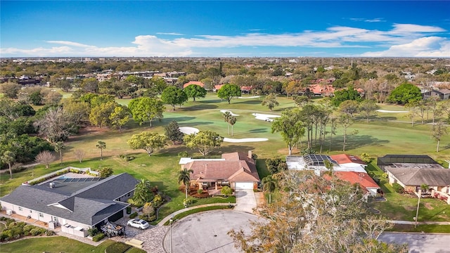 drone / aerial view with golf course view