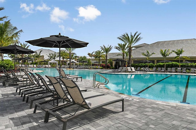 pool featuring a patio area
