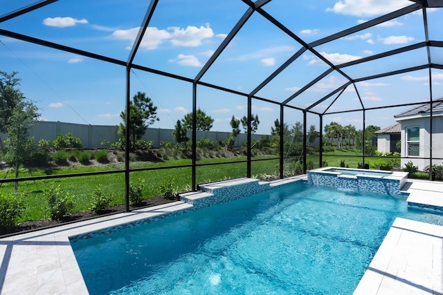 3563 Santa Caterina Blvd, Bradenton, FL 34211 - view of swimming pool featuring a lanai and a pool with connected hot tub