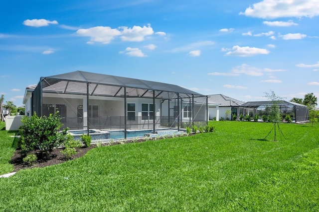 3563 Santa Caterina Blvd, Bradenton, FL 34211 - rear view of house featuring a lanai, an outdoor pool, and a yard