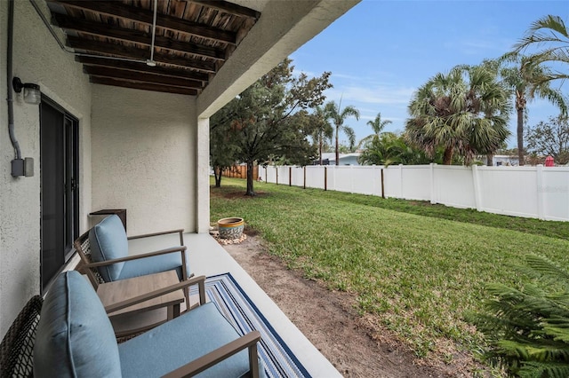 view of yard featuring fence